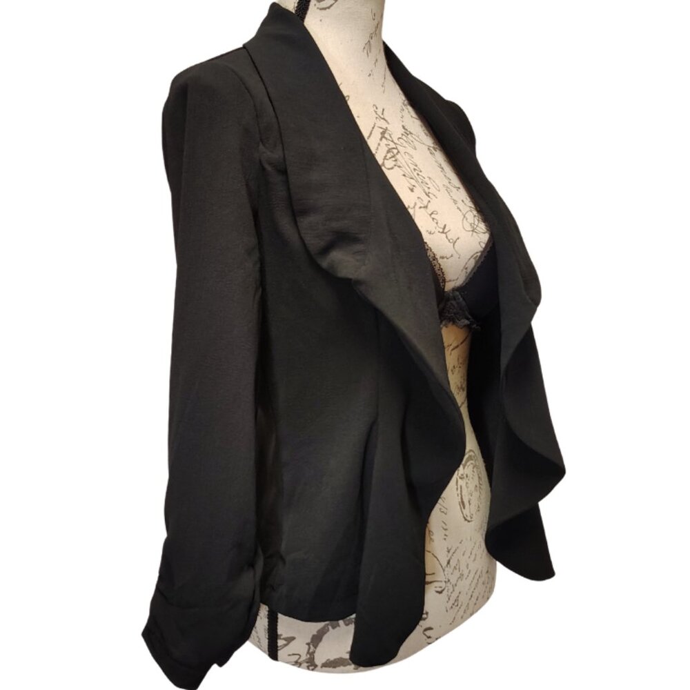 Poetry Womens Jacket Medium Ruffle Open Front - Academia Romantic Workwear Boho‎ - Picture 6 of 8